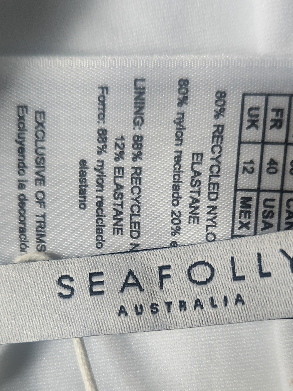 Seafolly White Strappy Side Bikini Bottom Size US 8, Waist Size 28 Inch. NEW - Picture 2 of 10